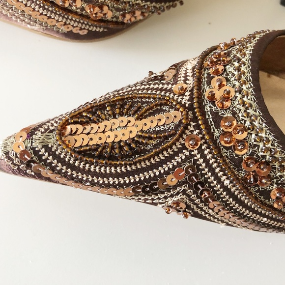 Restricted I Brown Sequin Kitten Heel Mules 8.5 - Picture 4 of 7